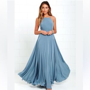 Lulu's Sky Blue Halter Maxi Dress Size:S